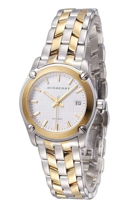 beautiful silver gold Burberry watch